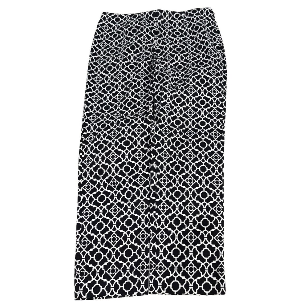 Charter Club Pants Club Black-And-White Trellis Print Stretch Pants Sz 10